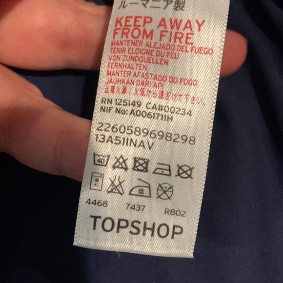 Topshop  blue tank top camisole size 2 - Picture 7 of 8